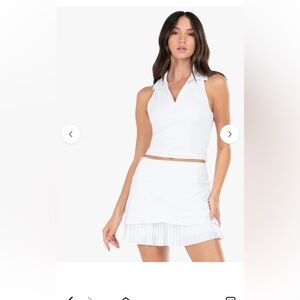 LUCKY IN LOVE all ball skirt in longer length white NWT